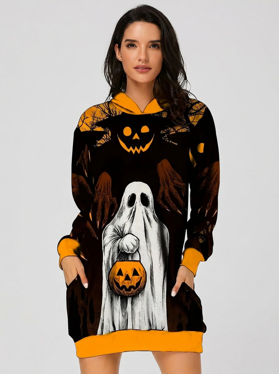 Robe à Capuche Halloween Fantômes Citrouilles