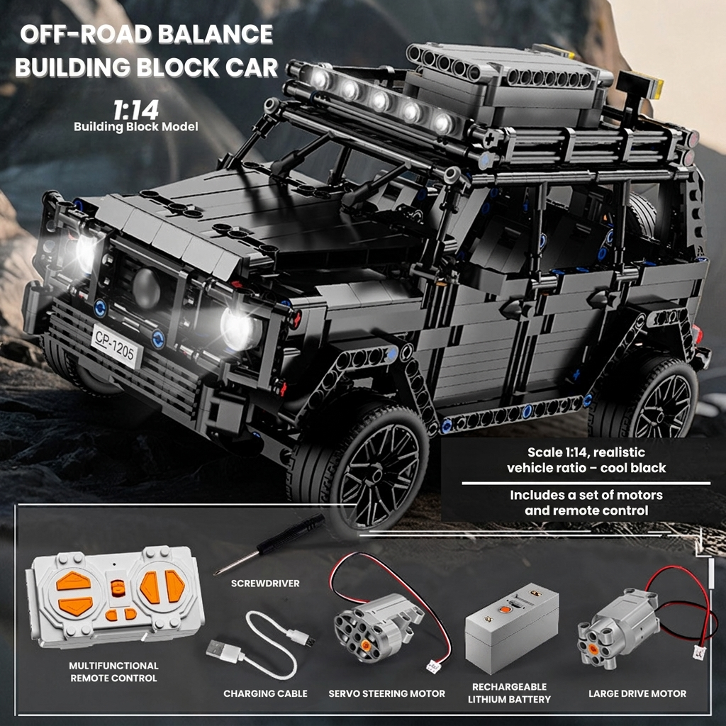 SUV tout-terrain noir, Pack RC 1:14 avec télécommande