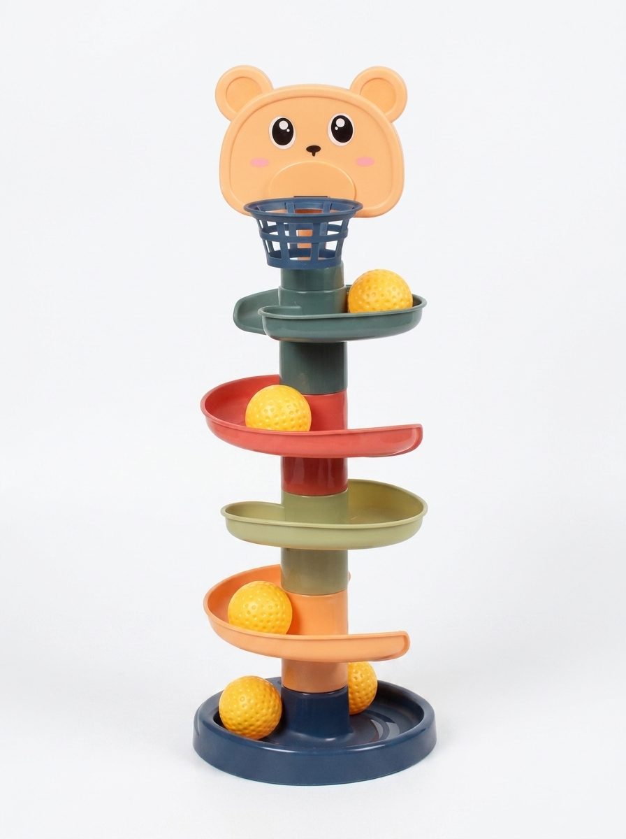 Tour à billes Montessori, modèle Spirale Ours 5 niveaux