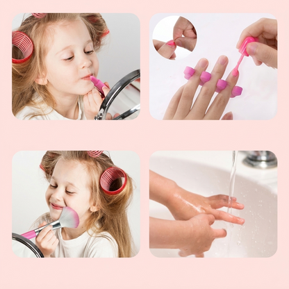 Vue en angle du coffret maquillage princesse montrant l'ensemble beauté complet