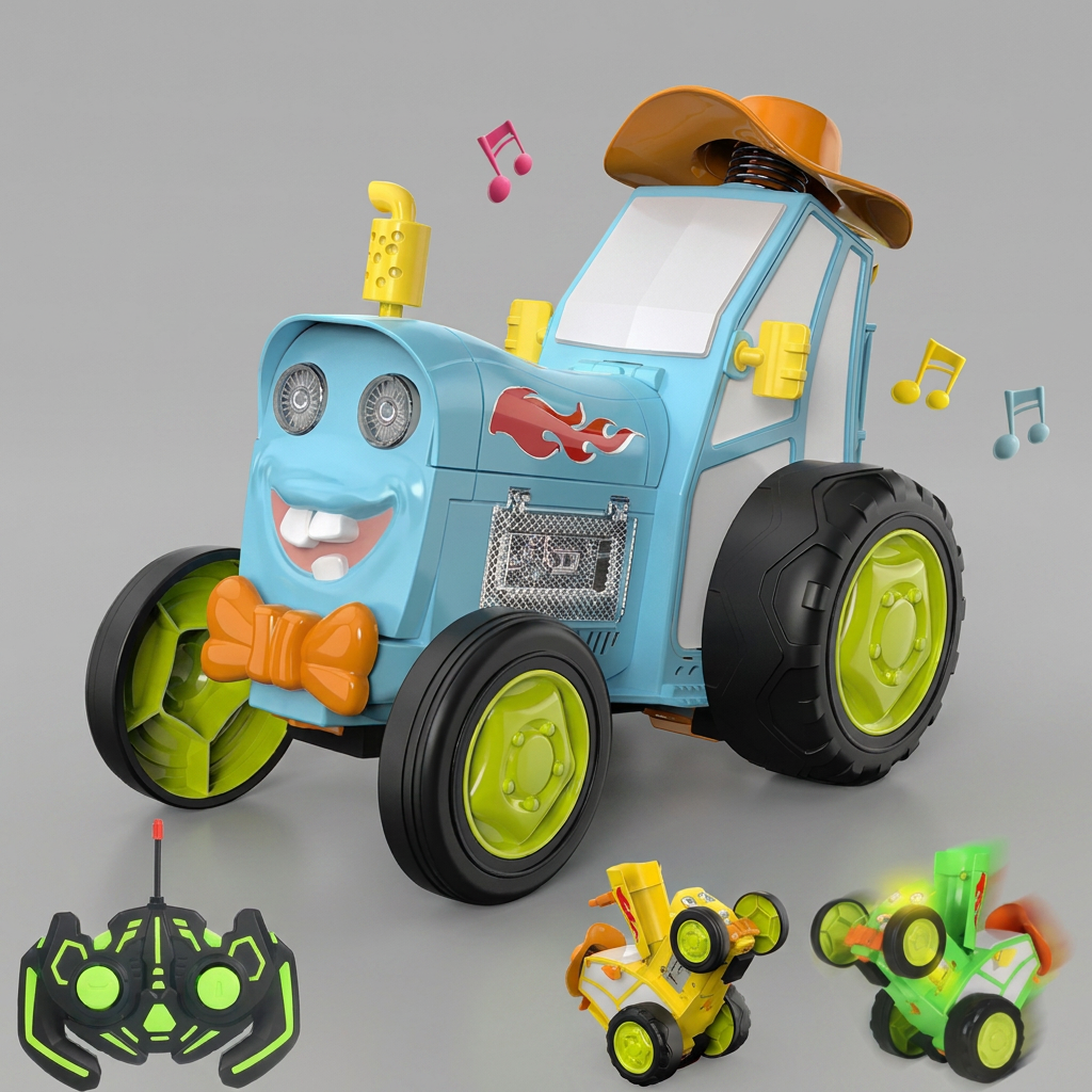 Tracteur cascadeur RC télécommandé, vue en angle