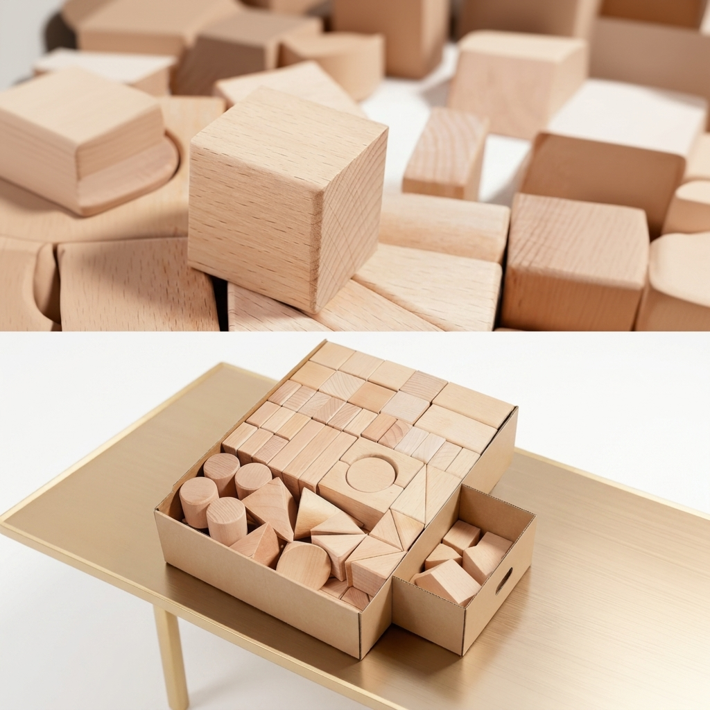 Différentes formes de blocs en bois pour construire librement