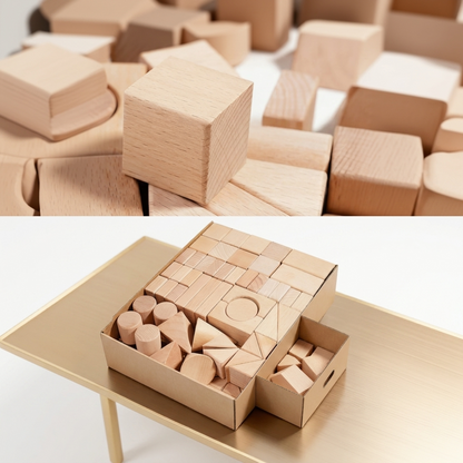 Différentes formes de blocs en bois pour une construction créative