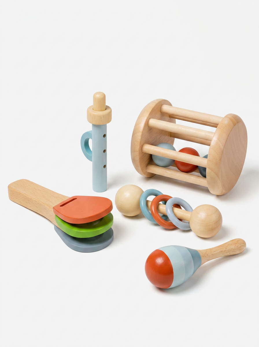 Ensemble complet d'instruments musicaux Montessori en bois disposé
