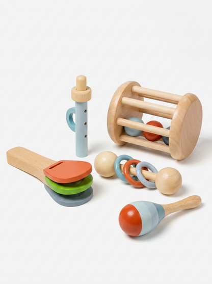 Ensemble complet d'instruments musicaux Montessori en bois disposé