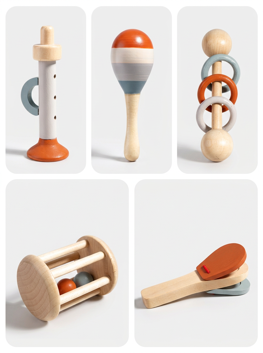 Vue d'ensemble complète du coffret musical Montessori en bois