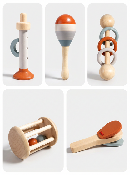 Vue d'ensemble complète du coffret musical Montessori en bois