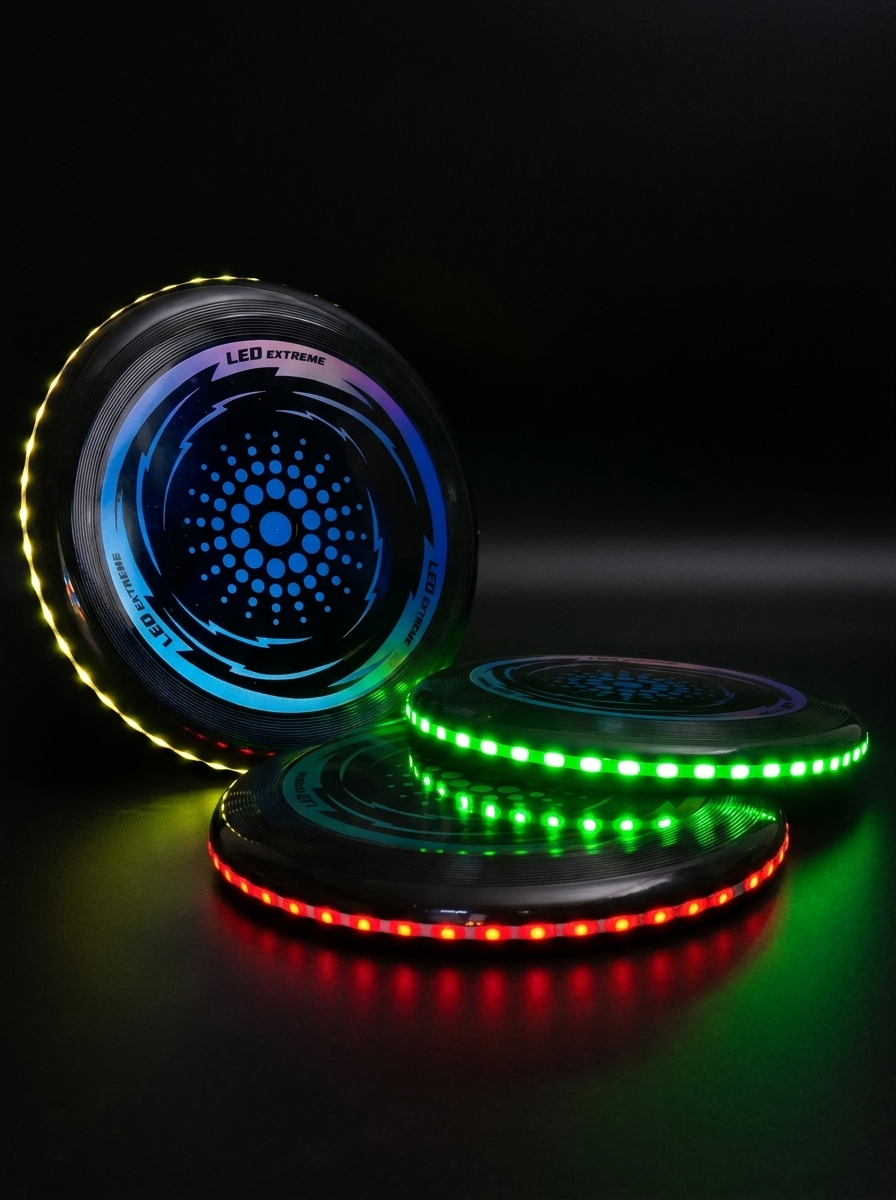 Frisbee LED Nightfly en gros plan montrant les LED lumineuses
