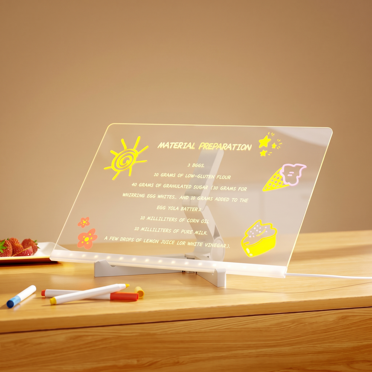 Gros plan de la surface lumineuse LED du tableau MagicSketch
