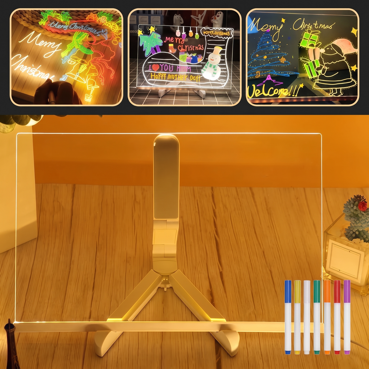 Ensemble du tableau à dessin MagicSketch avec ses 7 marqueurs colorés
