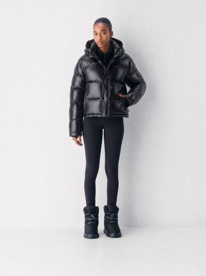 Doudoune courte super chaude femme, détail capuche