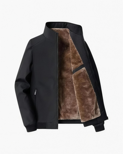 Veste homme col sherpa contrasté, gros plan sur le col