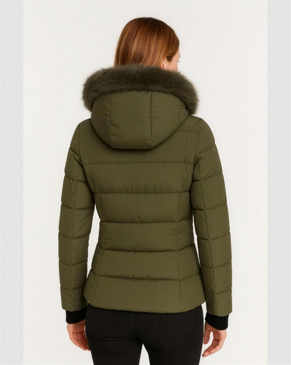 Doudoune Femme Capuche Fausse Fourrure