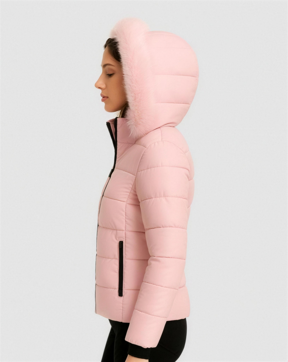 Doudoune Femme Capuche Fausse Fourrure