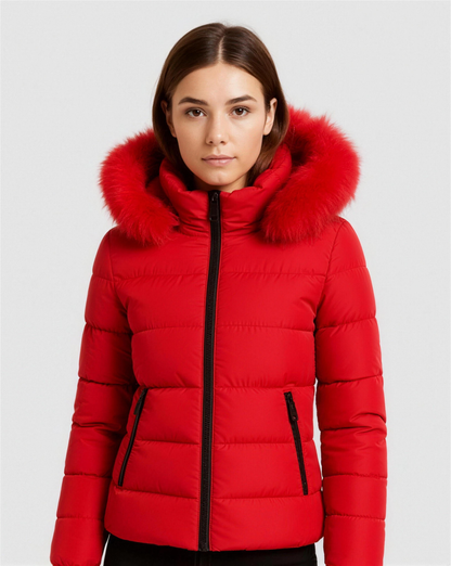 Doudoune Femme Capuche Fausse Fourrure