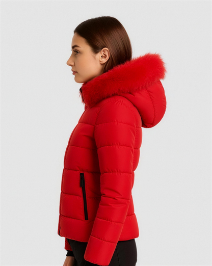 Doudoune Femme Capuche Fausse Fourrure