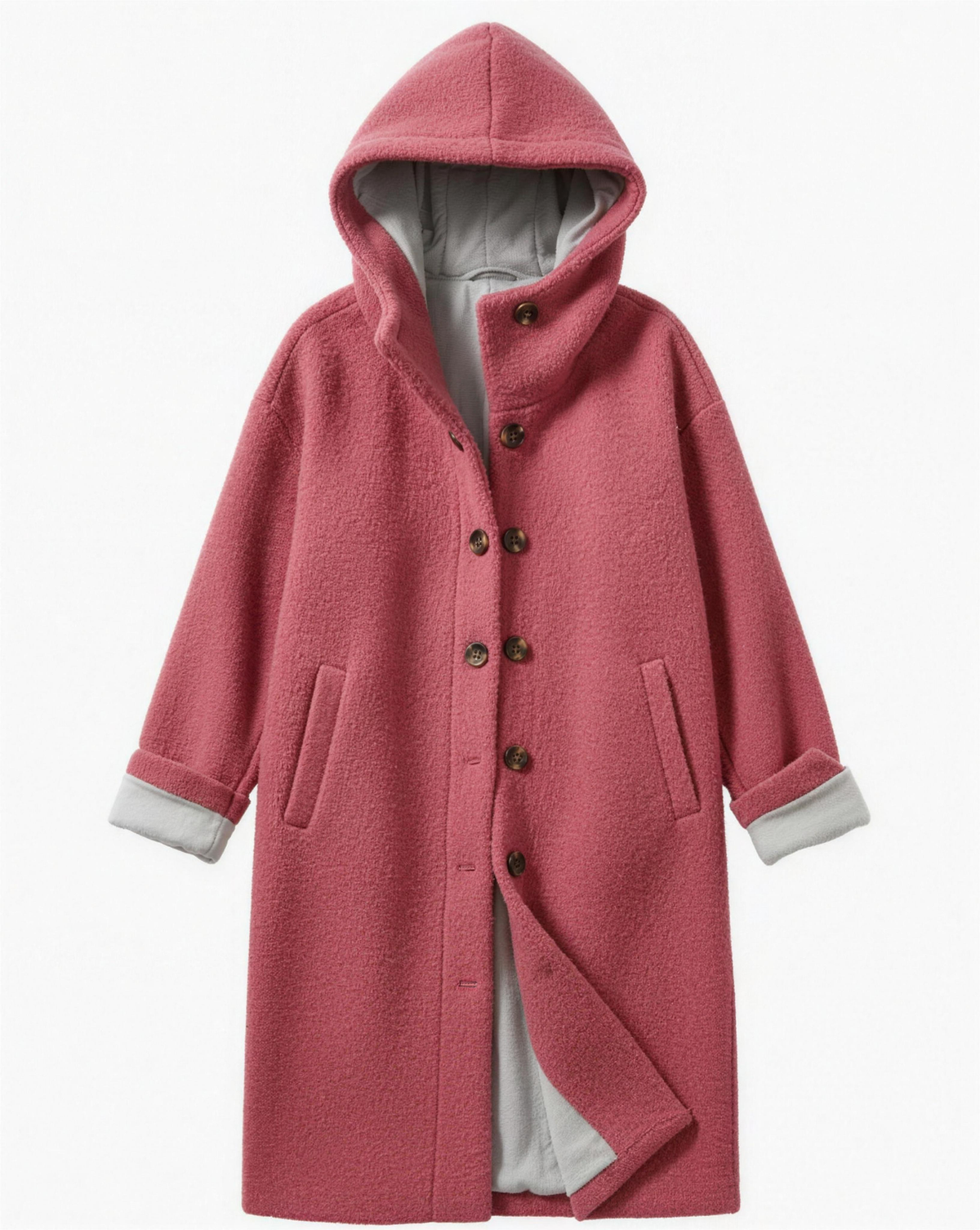 Manteau femme laine oversize, détail de la capuche