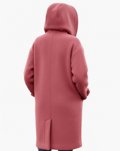 Manteau femme laine oversize, détail du tissu en laine mélangée