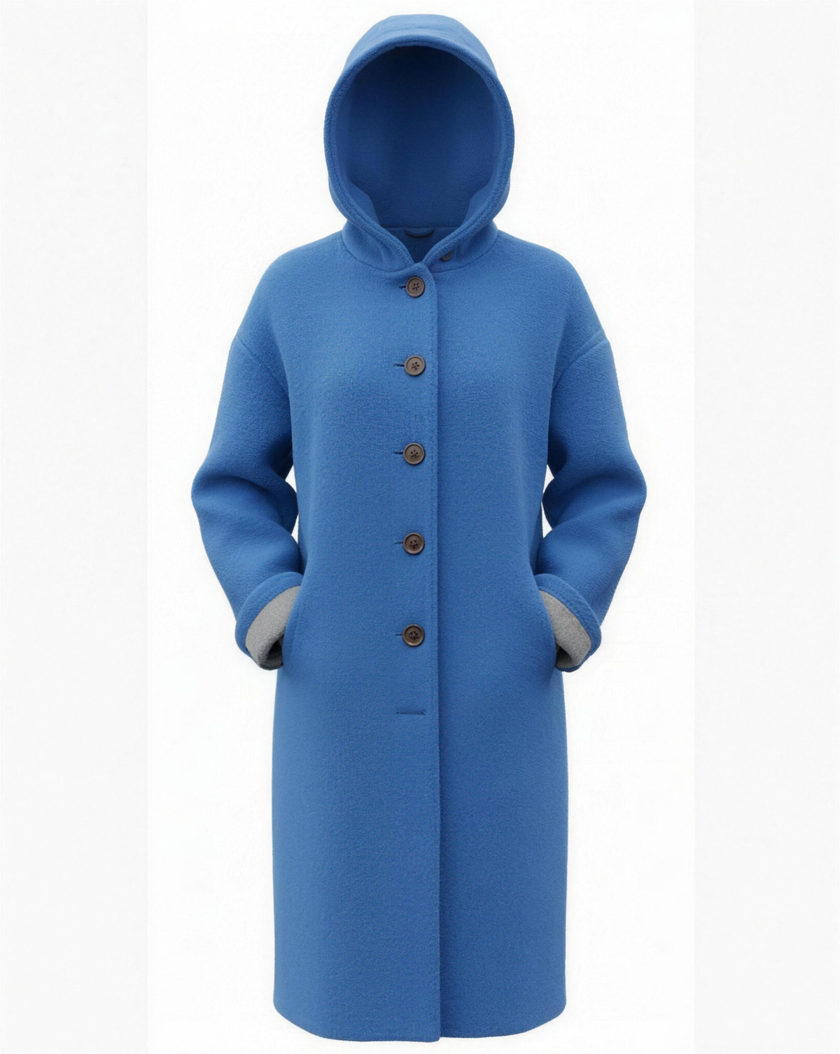 Manteau femme laine oversize, porté en extérieur