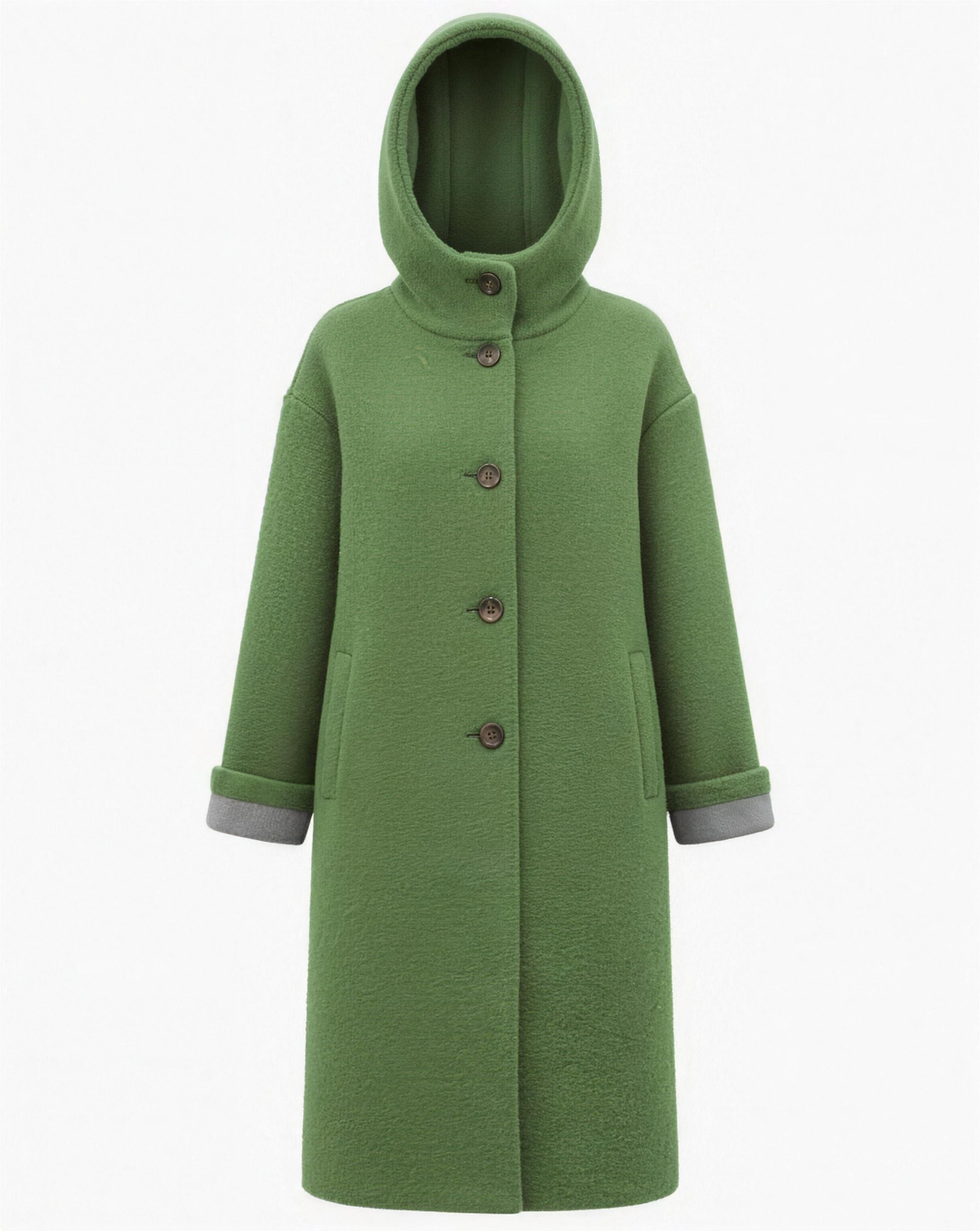 Manteau femme laine oversize, vue rapprochée du col