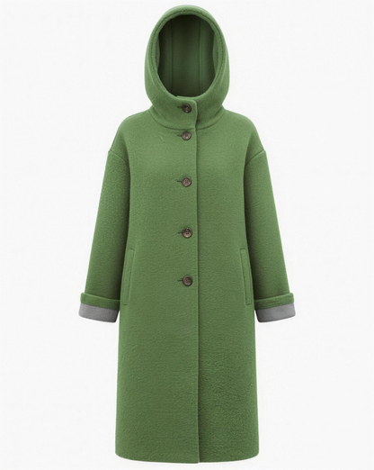 Manteau femme laine oversize, vue rapprochée du col