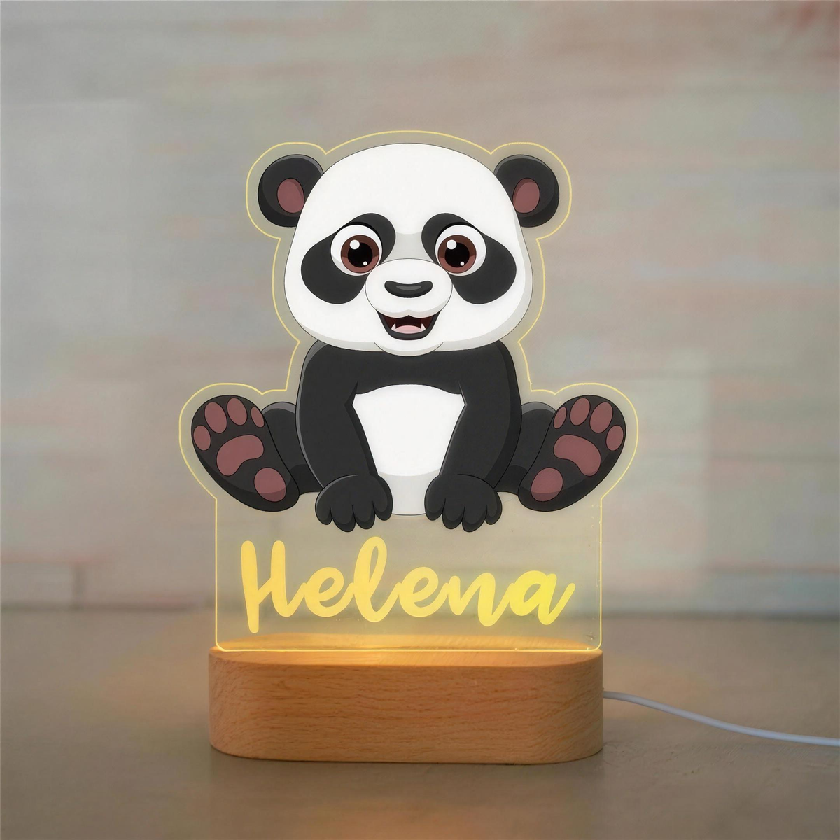 Veilleuse animaux de la savane personnalisée, motif Panda