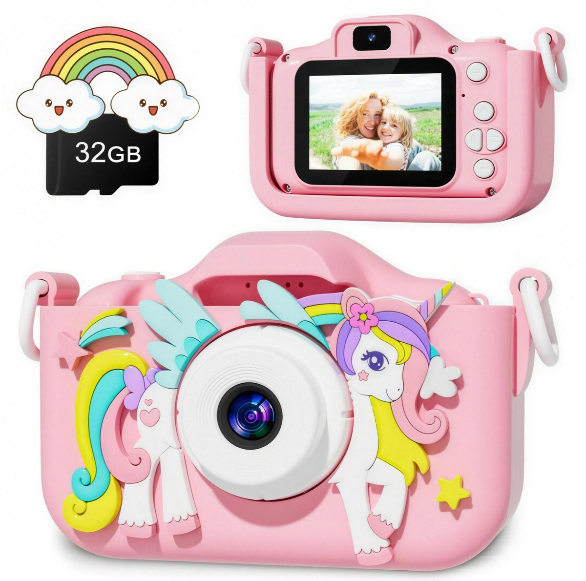 Appareil photo numérique enfant rose à motif licorne