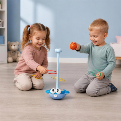 Jeu actif 3-en-1 avec lancer d'anneaux, vue de face