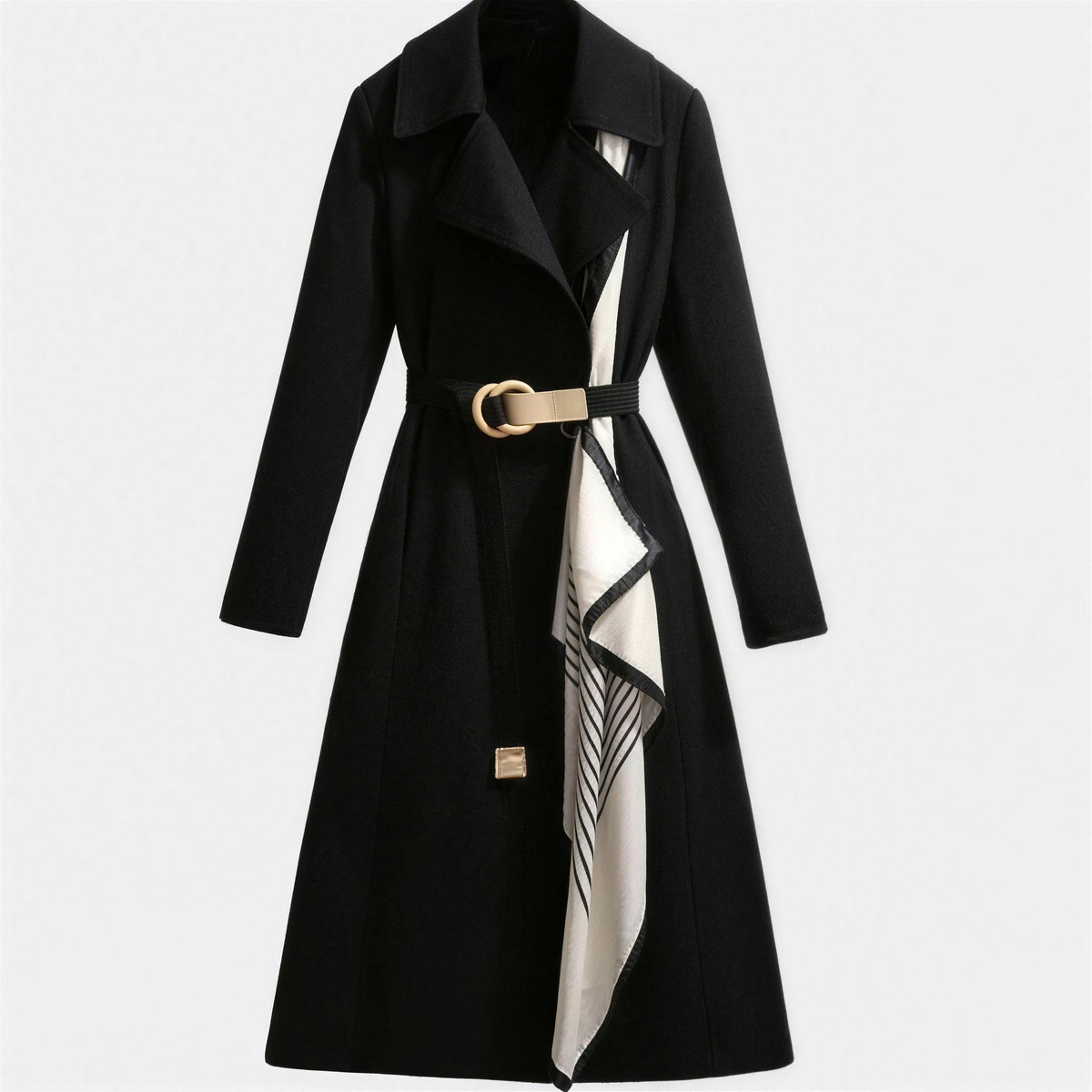 Trench-coat midi fluide pour femme coupe évasée, vue de dos