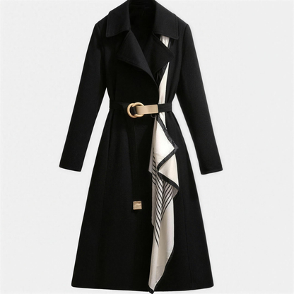 Trench-coat midi fluide pour femme coupe évasée, vue de dos