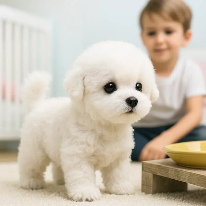 Chiot robot IA en peluche, coloris blanc
