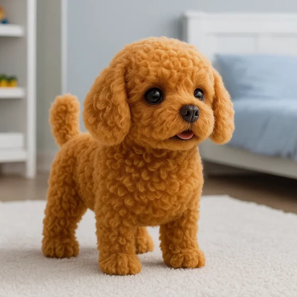 Chiot robot IA en peluche en situation de jeu
