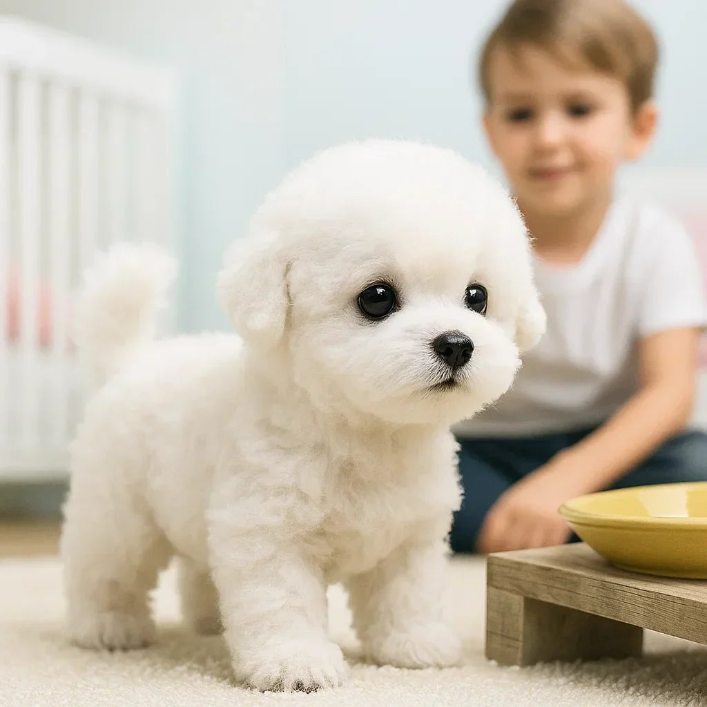 Chien robot interactif en peluche, coloris blanc
