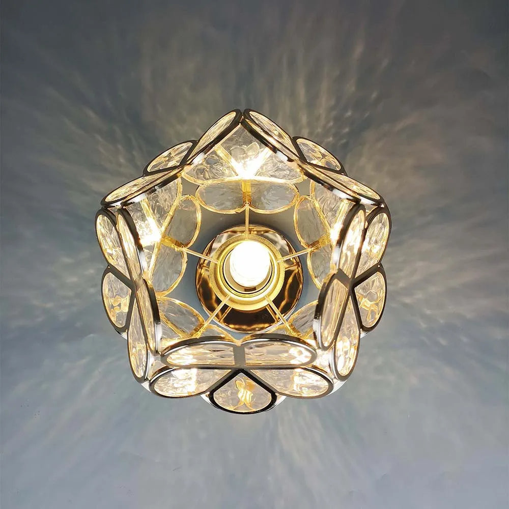 Plafonnier fleur en cristal, détail pétales