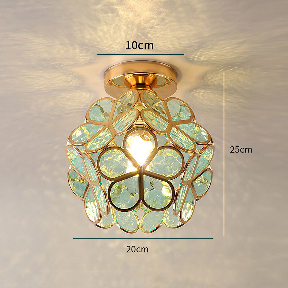 Plafonnier fleur en cristal, détail fixation