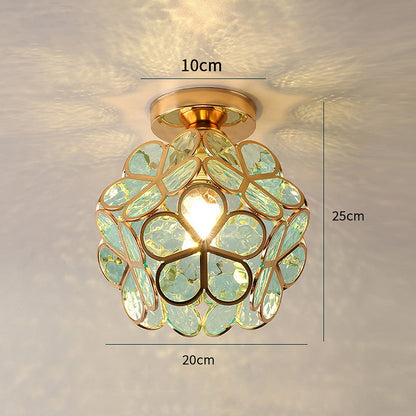 Plafonnier fleur en cristal, détail fixation