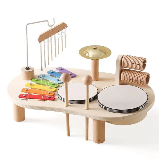 Table musicale en bois pour enfant, bois naturel