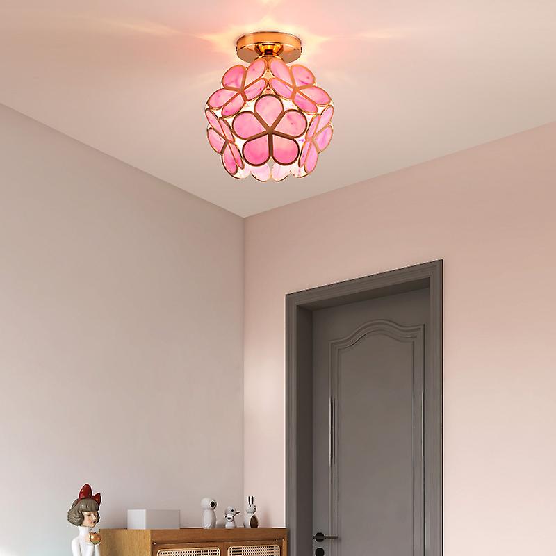 Plafonnier fleur en cristal, vue d'ensemble installé