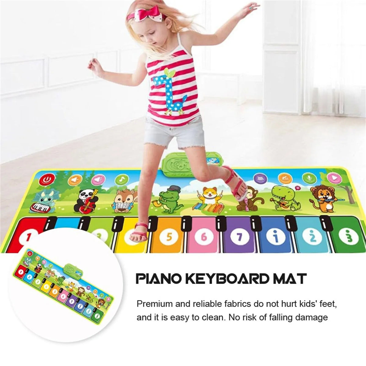 Tapis piano musical, design coloré