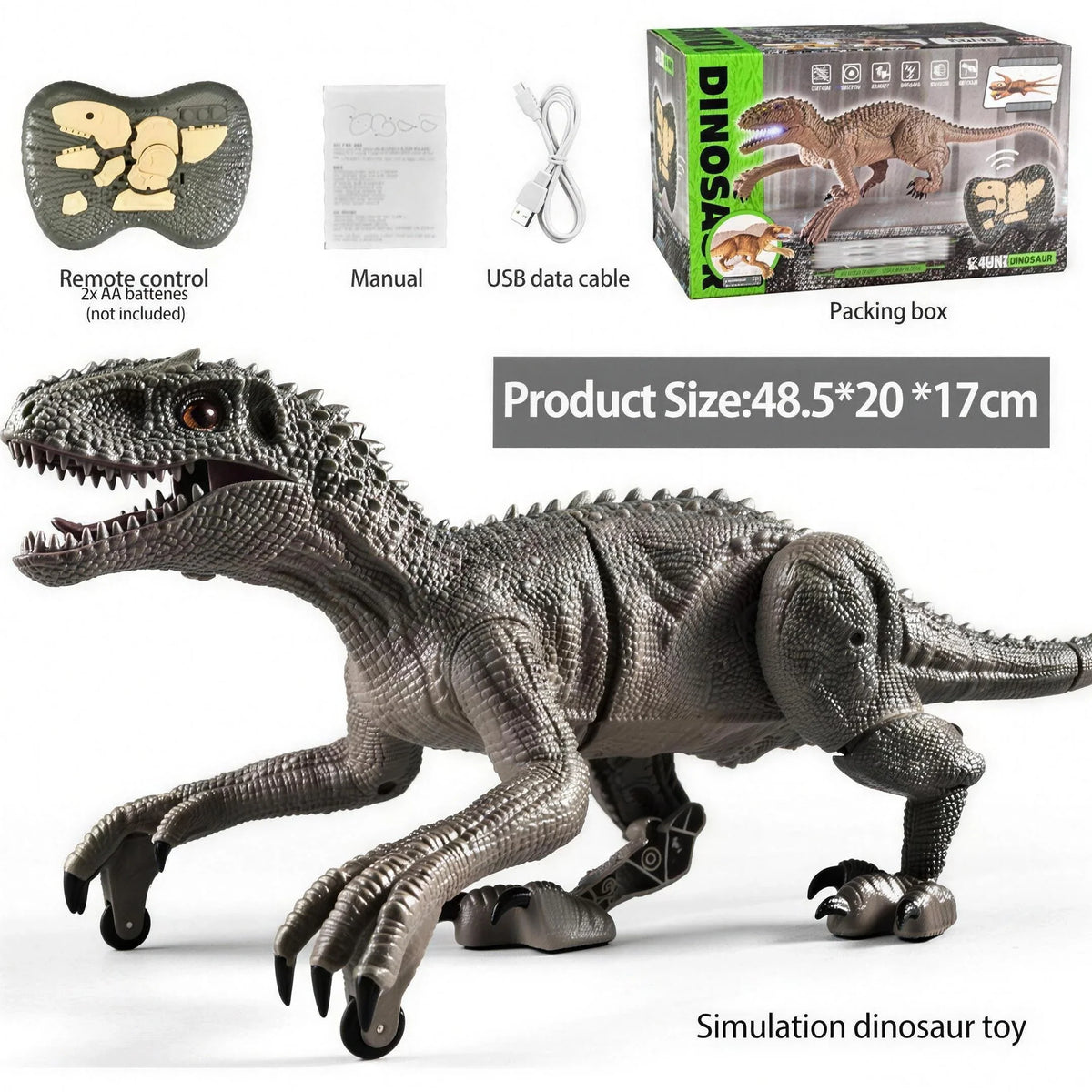 Vélociraptor radiocommandé gris