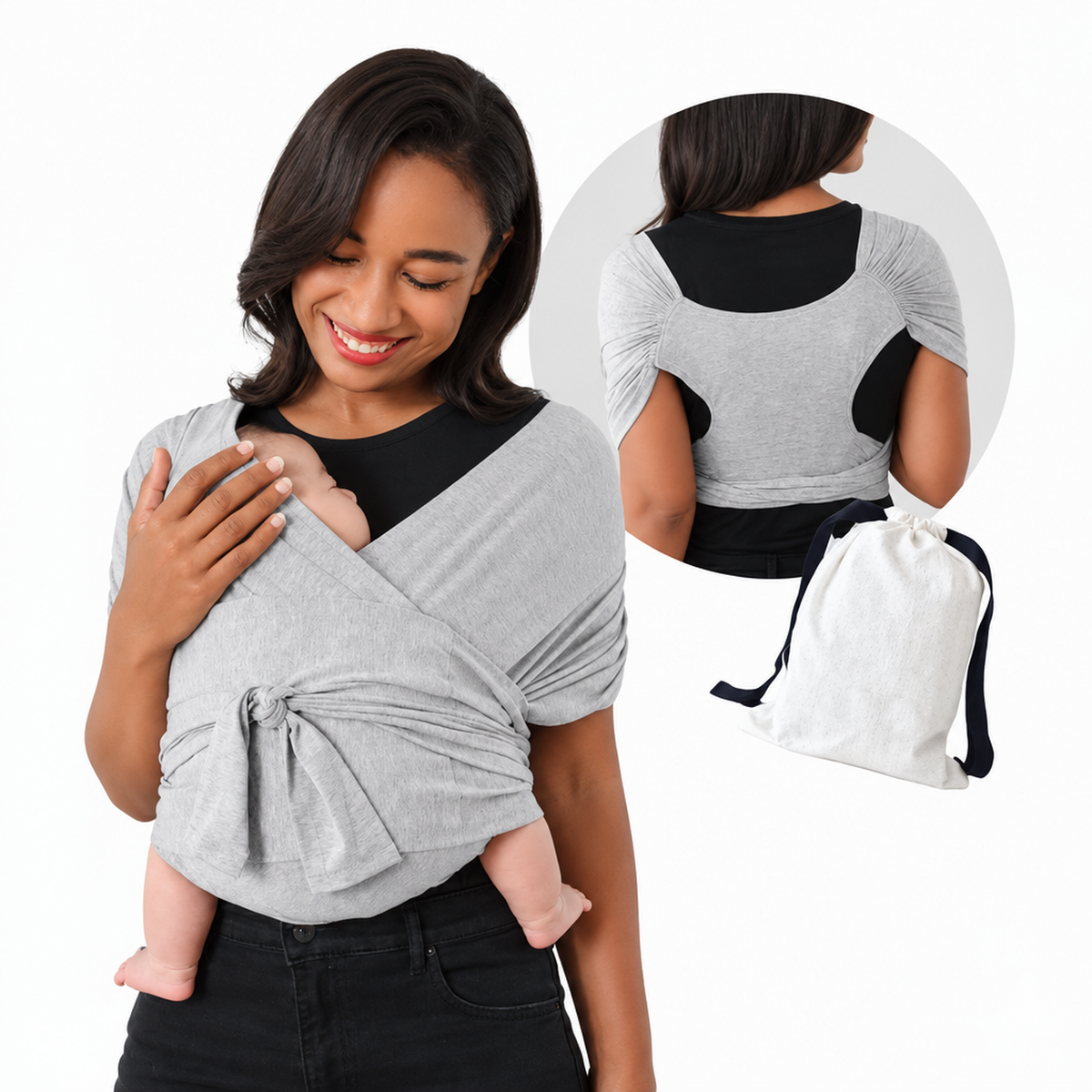 Écharpe de portage extensible coloris gris doux