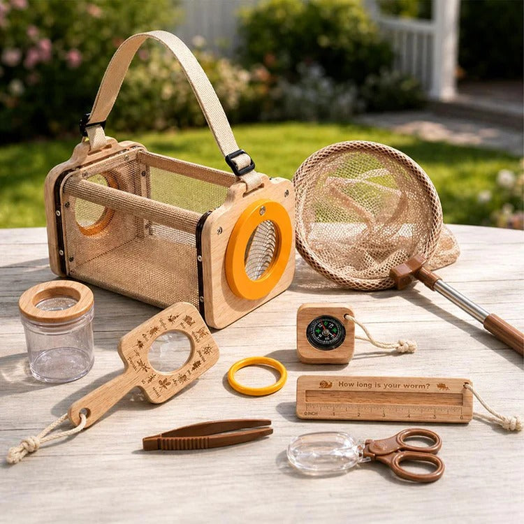 Détail de la bandoulière du kit explorateur nature Montessori