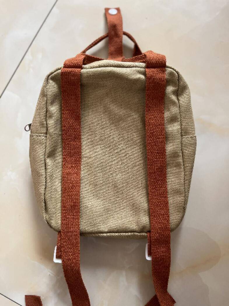 Enfant portant le sac à dos dinosaure en extérieur