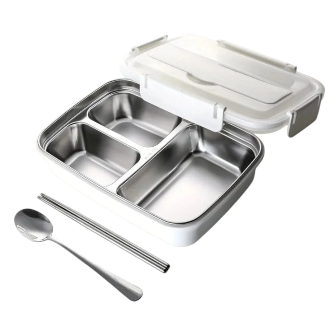Lunchbox bento en acier inoxydable blanche