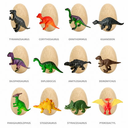 Gros plan sur un œuf surprise dinosaure pendant la fouille