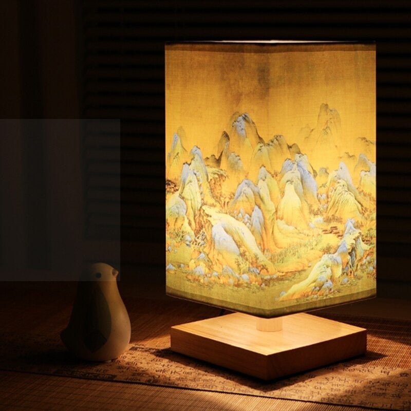 Lampe de chevet japonaise motif Montagne