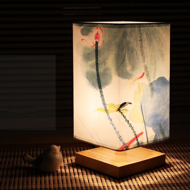Lampe de chevet japonaise motif Nénuphar