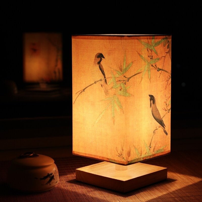 Lampe de chevet japonaise motif Oiseau