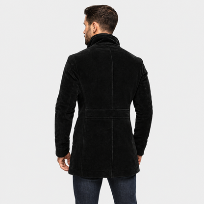 Manteau homme élégant col montant - détail du col montant