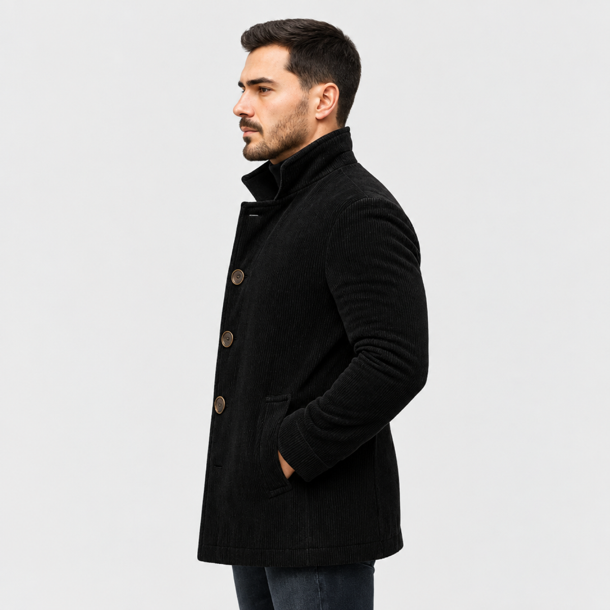 Manteau homme élégant col montant - vue de dos